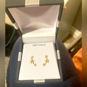 14K Gold Star Ear Climbers